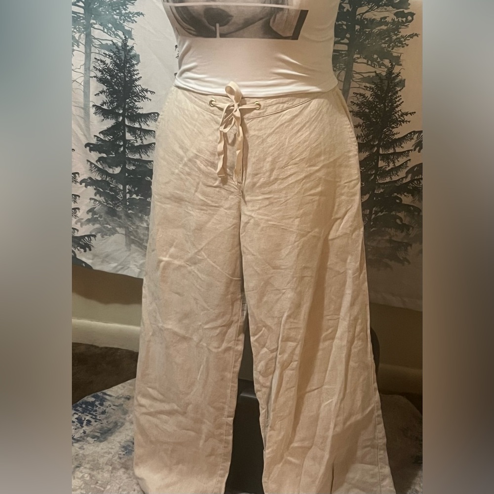 Wide leg linen pants